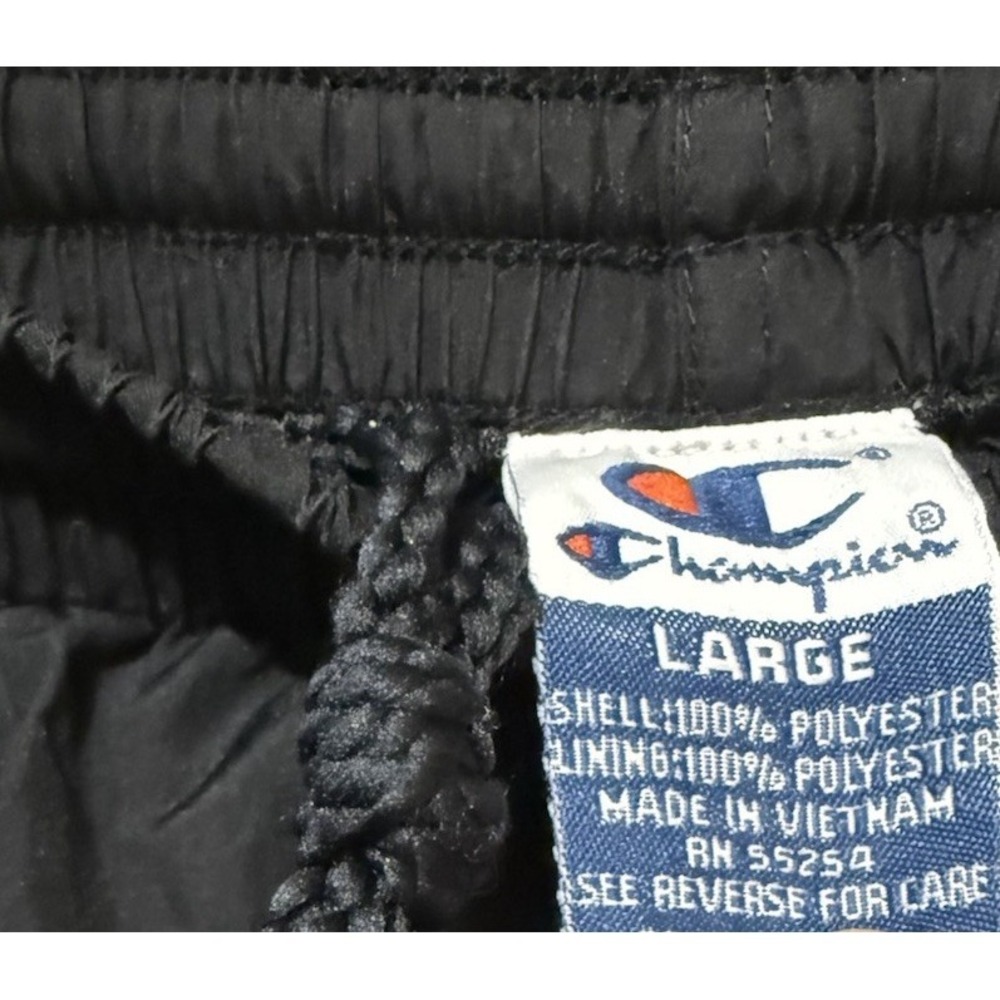 Vintage 90s Champion Windbreaker Sweatpants Track Ankle Zip Black Mens Large EUC - Picture 3 of 5